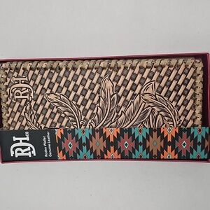RED DIRT HAT CO MENS Rodeo Wallet Leather with Basketweave Tooling NEW $75